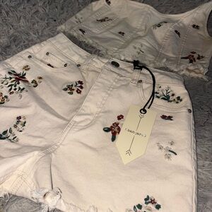 Embroidered Floral Jean Shorts